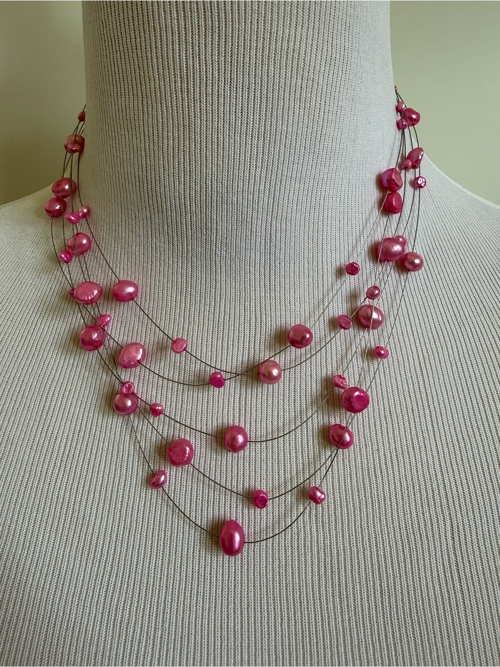 Multi-Strand Pink Freshwater Pearls Women's Necklace